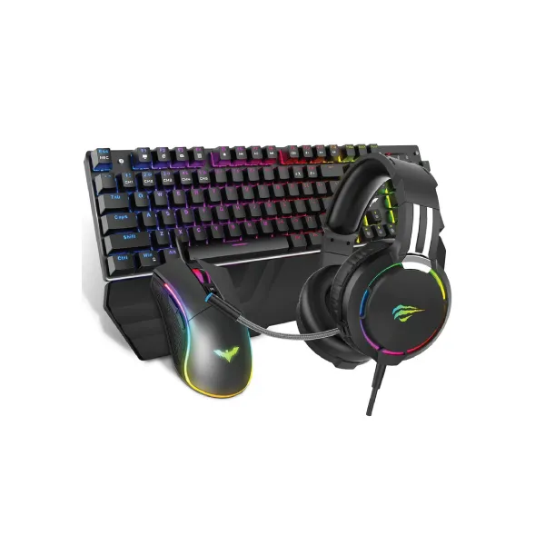 HAVIT KB380L RGB MECHANICAL GAMING KEYBOARD W/WRISTREST, MOUSE